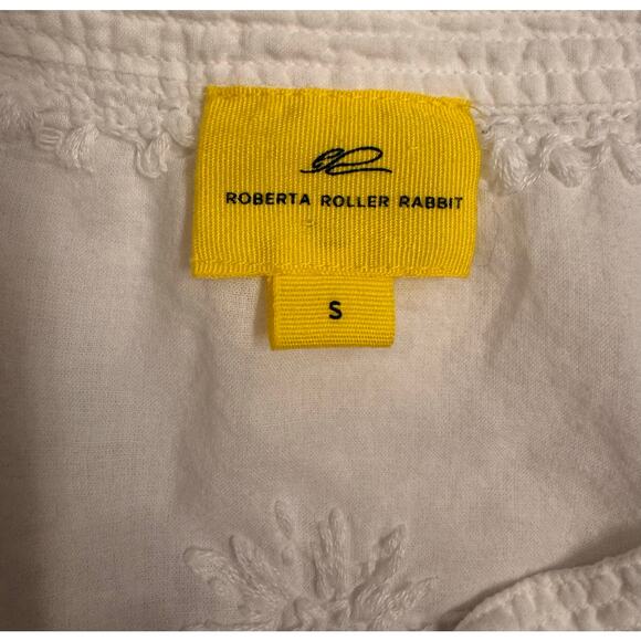 Roberta Roller Rabbit Samson Tunic Women's Sz S White/Floral Embroidered - Picture 3 of 5